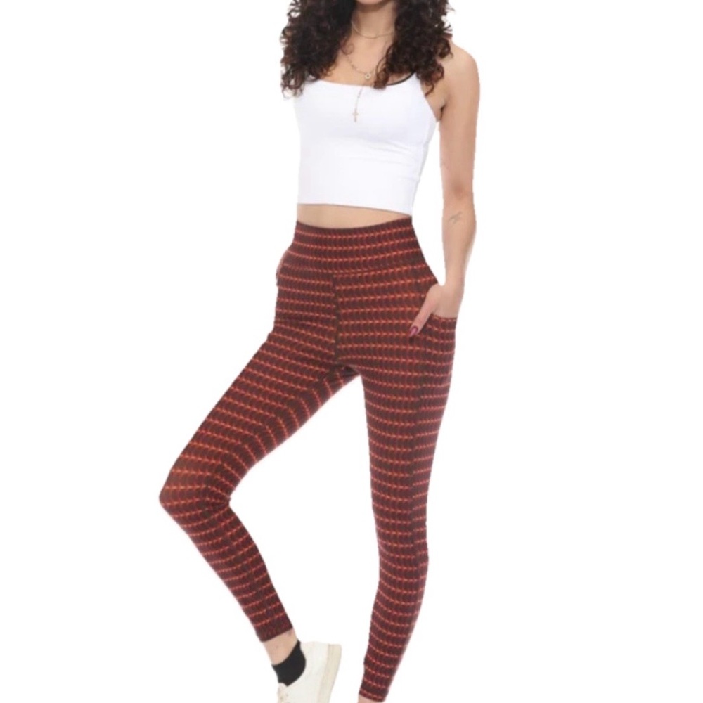 Johnny Was Calme Multi Color Endurance High Waist Leggings w/Pockets Size Small